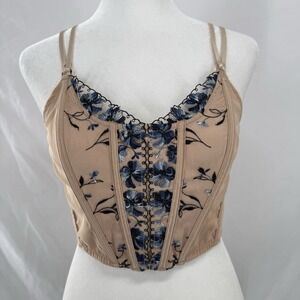 Whimsical Corset Top S Fairy Coquette Cottage Festival Dainty Feminine Mesh